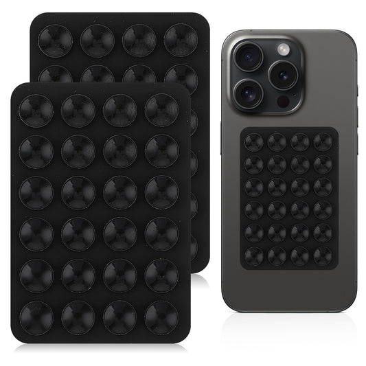 BOHUIZ 2 Pcs Silicone Suction Phone Case Mount, Anti-Slip Double-Sided Suction Cup Phone Case Hands-Free Phones Accessories Holder for Cell Phones(Black)