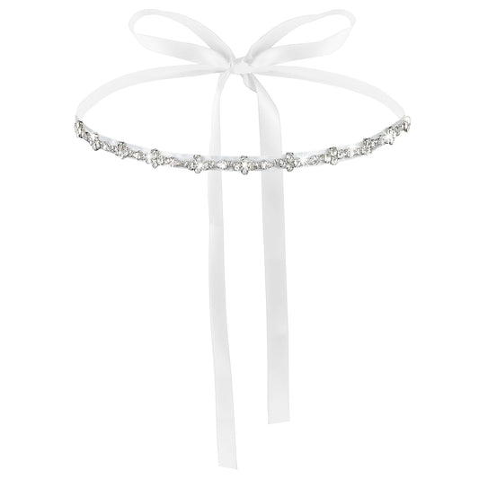 AOZUO Bridal Rhinestone Wedding Waist Belt, Thin Bling Bridal Dress Belt Shiny Crystal Bridesmaid Sash Ribbon Belt for Wedding Gown