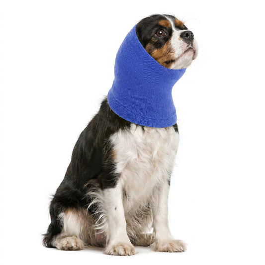 Amabro Cotton Dog Ear Neck Snood Noise Calming Pet Warmer Earmuff(Blue,L)