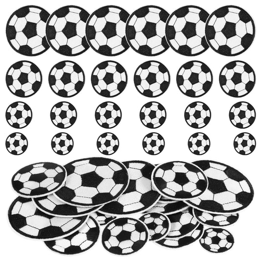 Amaxiu 24Pcs Soccer Iron On Patches, Embroidered Applique Sewing Patches Repair Patch DIY Crafts for Clothes Bags Jackets Jeans Hats Backpacks