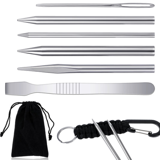 LIQWEI 6Pcs Paracord Needle, Paracord Accessories, Paracords Tools Jig Needle Smoothing Tool Lacing Leather, Paracords Stitching Lacing Stitching Needles for Leather Paracording Work