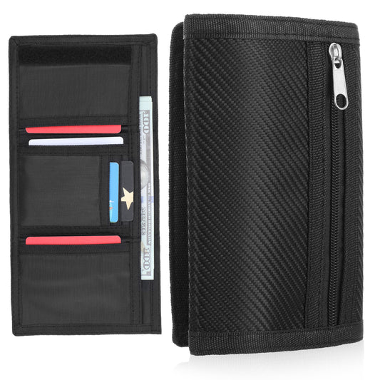 AOZUO Slim Wallets for Men, Trifold Minimalist Thin Coin Purse RFID Blocking Soft Secure Credit Card Holder with Metal Zipper Outdoor Sports Coin Pouch Coin Pocket for Travel Outing Gifts