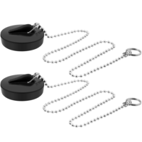 TIESOME 2 Pcs Universal Sink Plug, Universal Rubber Bath Plug and Chain, Bathroom Sink Plug Drain Stopper, Rubber Bath Plug with Stainless Steel Chain (Size 1.57in To 1.77in, Chain 16.5in)