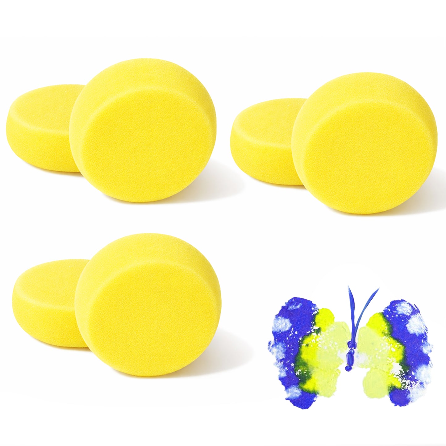 SHENLIU 6 Pcs Pottery Sponges, 3 Inch Round Painting Sponge Yellow, Multiuse Artist & Craft Clay Sponges for Pottery Wheel, Watercolor, Face Painting, Ceramics & Paint Pads