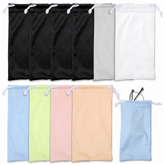 HJZHII 10 Pcs Microfiber Glasses Sunglasses Pouch, Soft Sunglasses Pouch Eyeglass Pouches With Drawstring Sunglass Case Soft Travel Glasses Pouches for Eyeglasses Sunglass Watch Jewelry Phone