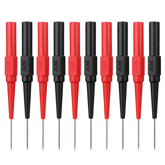 Amabro 10 Pack Test Back Probe Pin, Back Probe Kit with 4mm Banana Socket Non-Destructive Insulation Wire Piercing Needles Automotive Diagnostic Test Repair Tools for Car Electrical(10)