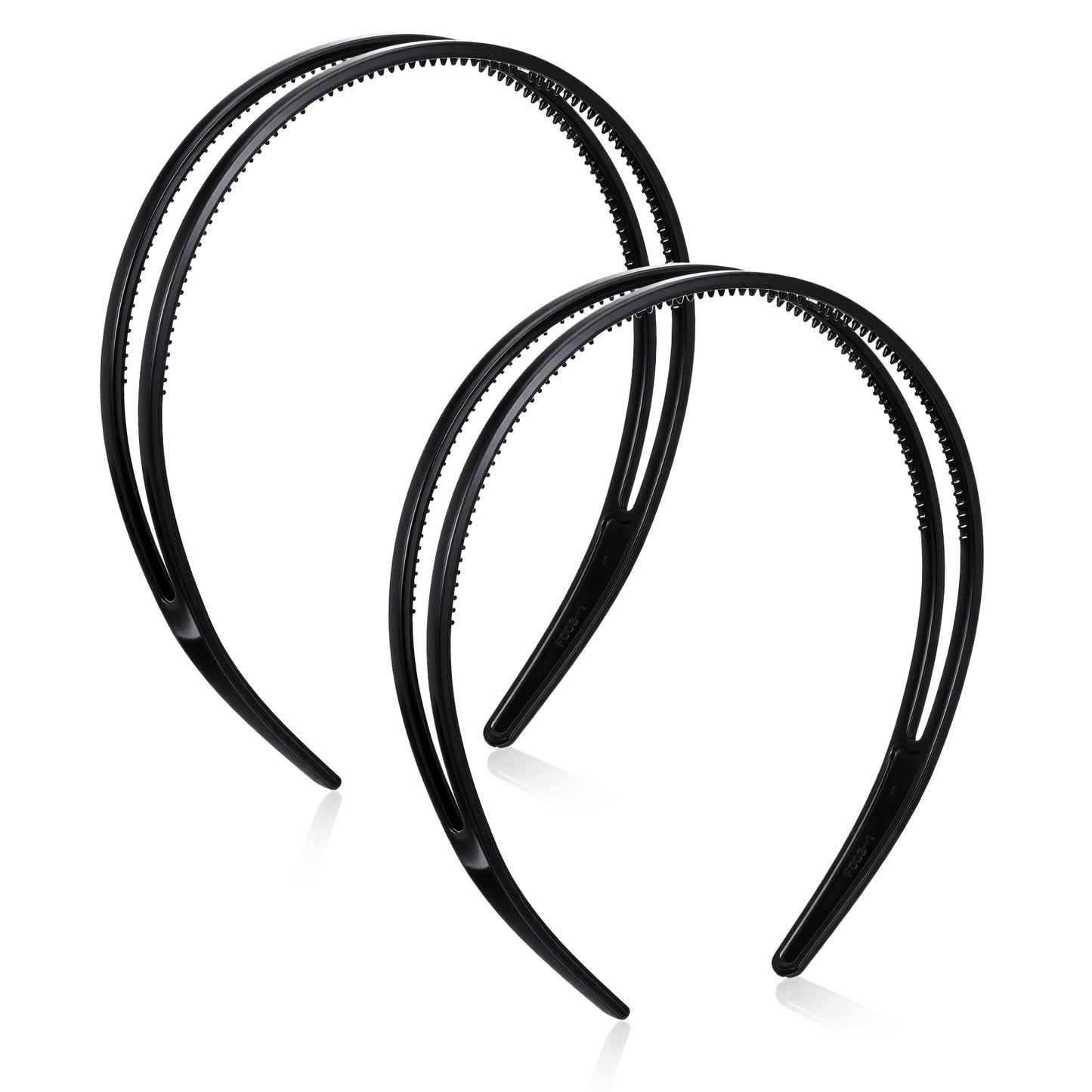 IANFAN 2 Pcs Plastic Headband, Double Row Teeth Comb Hair Band Black Hair Hoop Hard Plastic Headband Non-Slip Hairs Accessory for Women Daily Dating Decorations(Black)