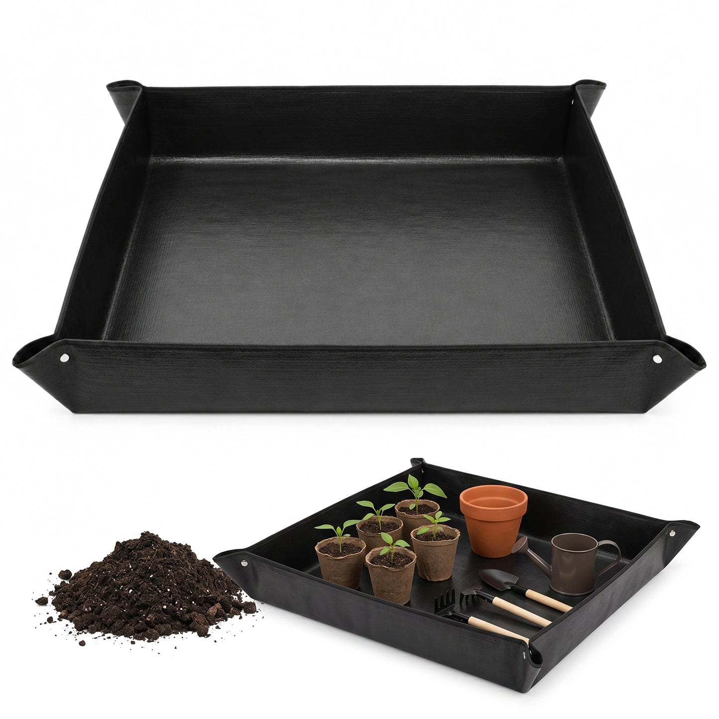 JJUNW 1 Pc Plant Repotting Mat, 100 X 100cm Plant Transplanting Potting Mat Foldable Planting Tray, Waterproof Leak-Proof Square Mats Gardening Operation For Repotting, Soil Replacement, Pruning