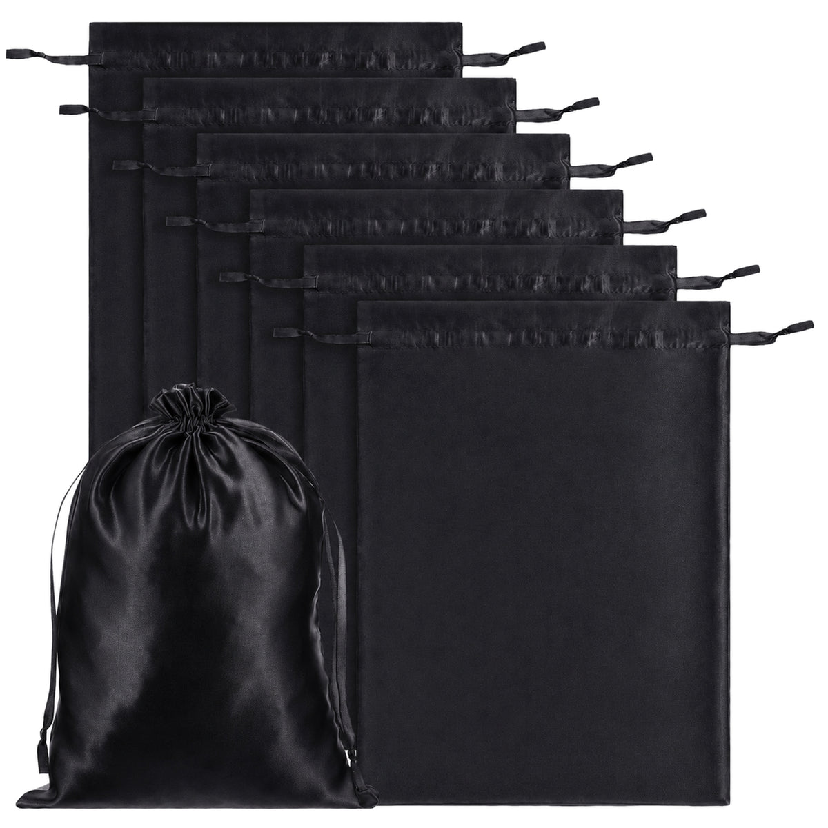 HJZHII 6Pcs Wig Bags with Satin Drawstring, Pink Wig Storage Bags