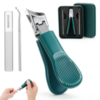 GEEHUA Beak Beveled Nail Clippers Set, Wide Jaw Opening Anti Splash Slanted Nail Clipper for Thick & Ingrown Toenails, Long Handle Professional Nails Clippers for Men Women(Boxed)