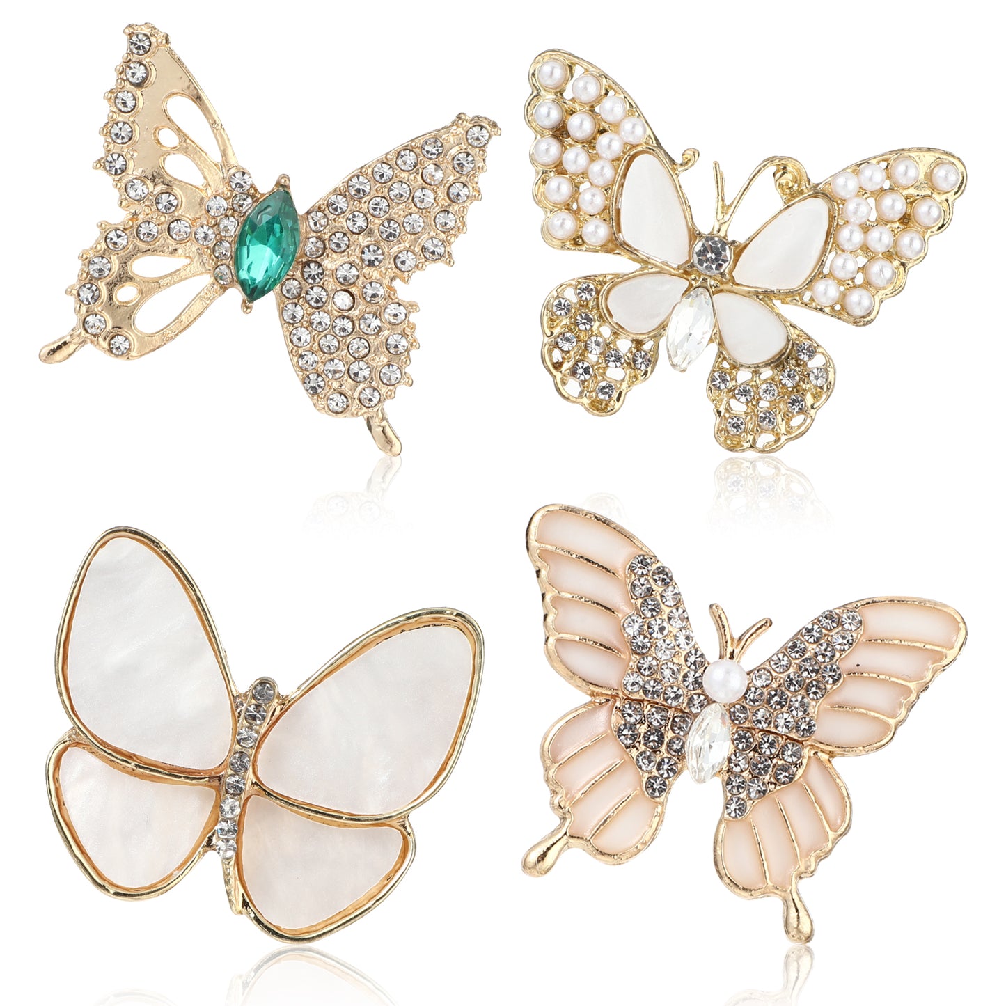 MBAIYO Butterfly Brooch Pin for Women, Gold Rhinestone Brooches and Pins Pearl Elegant Butterfly Brooches and Pins for Shawl Coat Dress Accessories