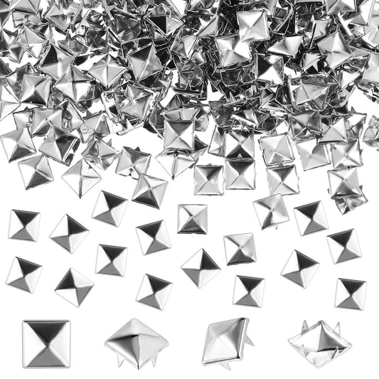 cobee 500 Pcs 10 mm Studs for Clothing, Square Silver Pyramid Studs and Spikes, Metal Spike Studs Punk Spikes for Clothing Bag Leather Shoes Punk Rock Jewelry Craft