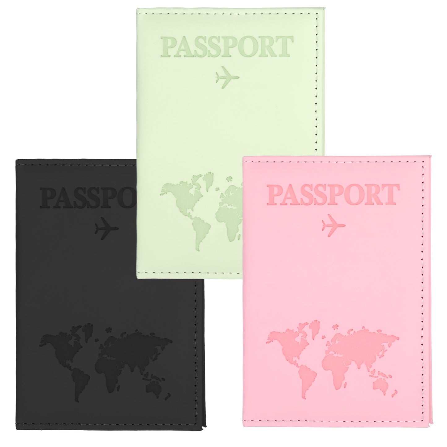 LXUEJIE 3 Pcs Passport Holder, Waterproof Passport Cover PU Leather Travel Wallet for Passportss Ticket Boarding Pass Credit Card Business Card