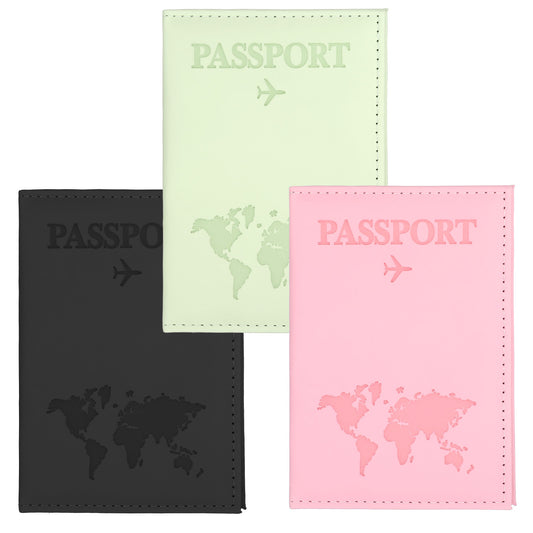 LXUEJIE 3 Pcs Passport Holder, Waterproof Passport Cover PU Leather Travel Wallet for Passportss Ticket Boarding Pass Credit Card Business Card