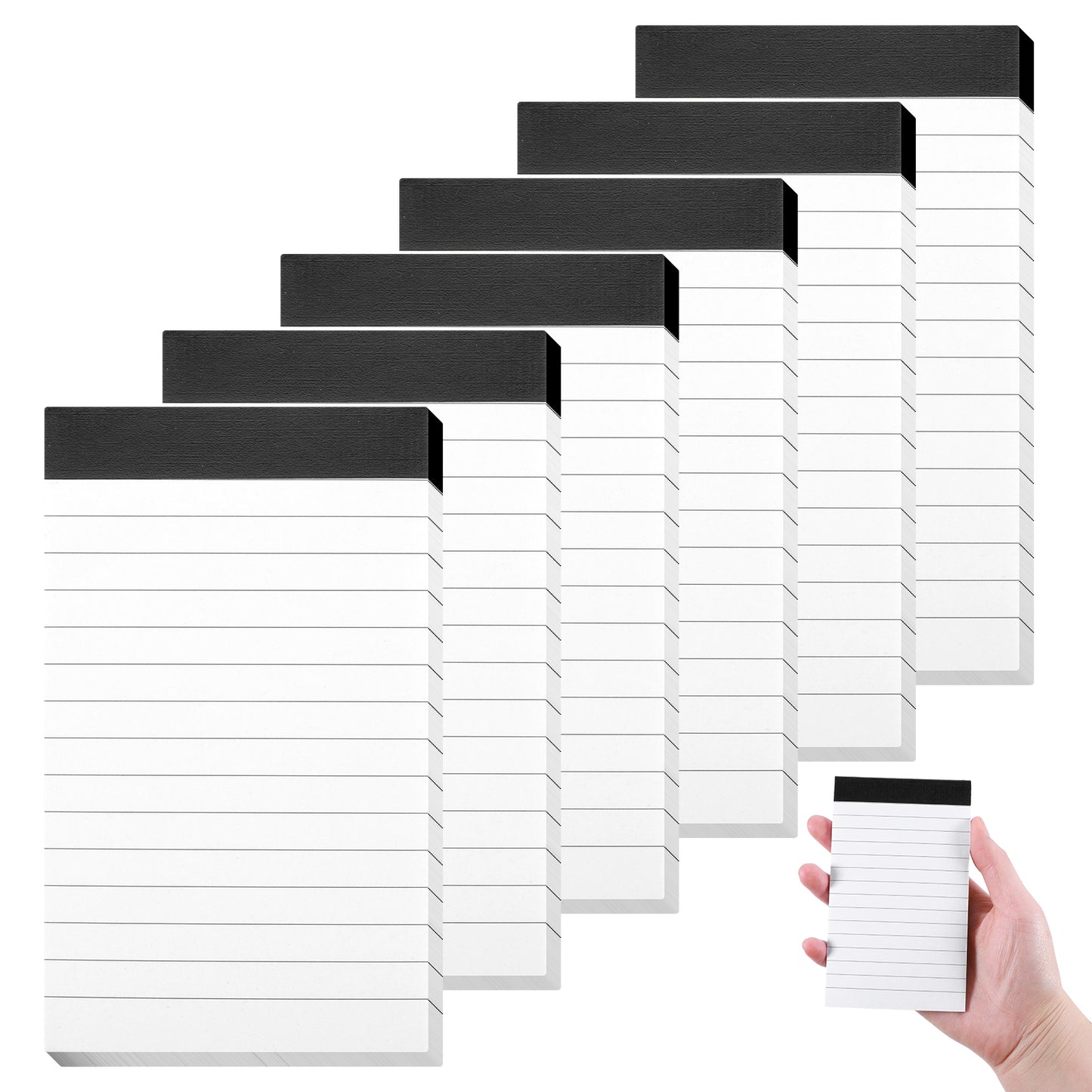 Giantree 6Pcs Small Note Pads, Small Black Note Pads A7, Mini Notepad Refills Memo Pads Small Notebooks Magnetic Notepads for Fridge, Stationary Set Steno Pads for Home, Office, or School