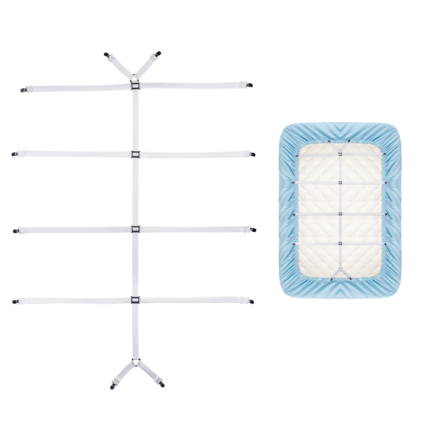 cobee 1 Pc Bed Scrunchie, Adjustable Elastic Sheet Straps, Fitted Sheet Straps Tool King Size Bed Scrunchie, Sheet Holder Keeps Sheets Firm and Tight for Double, Queen, King Bed(White)