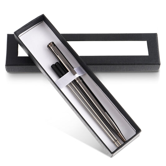 Andibro Metal Ballpoint Pens, 0.5mm Ball Point Pens with 2 Pcs Ink Refills Twist Rollerball Pens Handwriting Gel Pens Gift Pen For Colleagues Teachers Adults(Gray)