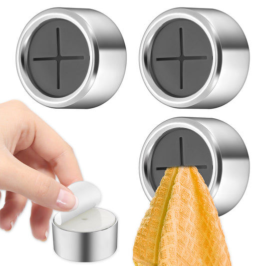 Molain 3Pcs Tea Towel Holder, Round Wall Mounted Towel Hooks Premium Towel Hook Kitchen Towel Rack for Home Bathroom Kitchen No Drilling Required
