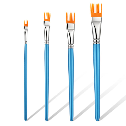 JIEYAO 4Pcs Comb Artist Brush Set, 4 Size Professional Grainer Brush for Texture Paint Brush Comb Paintbrush Flat Comb Artist Paint Brushes for Acrylic Painting, Oil, and Watercolor