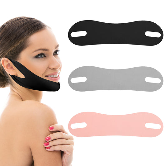 AOZUO V Lines Lifting Mask, Double Chin Firmer with Chin Strap, Double Chin Jawline Mask, Chin Up Strap, Jaw Trainer for Tightening the Skin of Saggy Sleeping Women (Grey, Black, Pink)