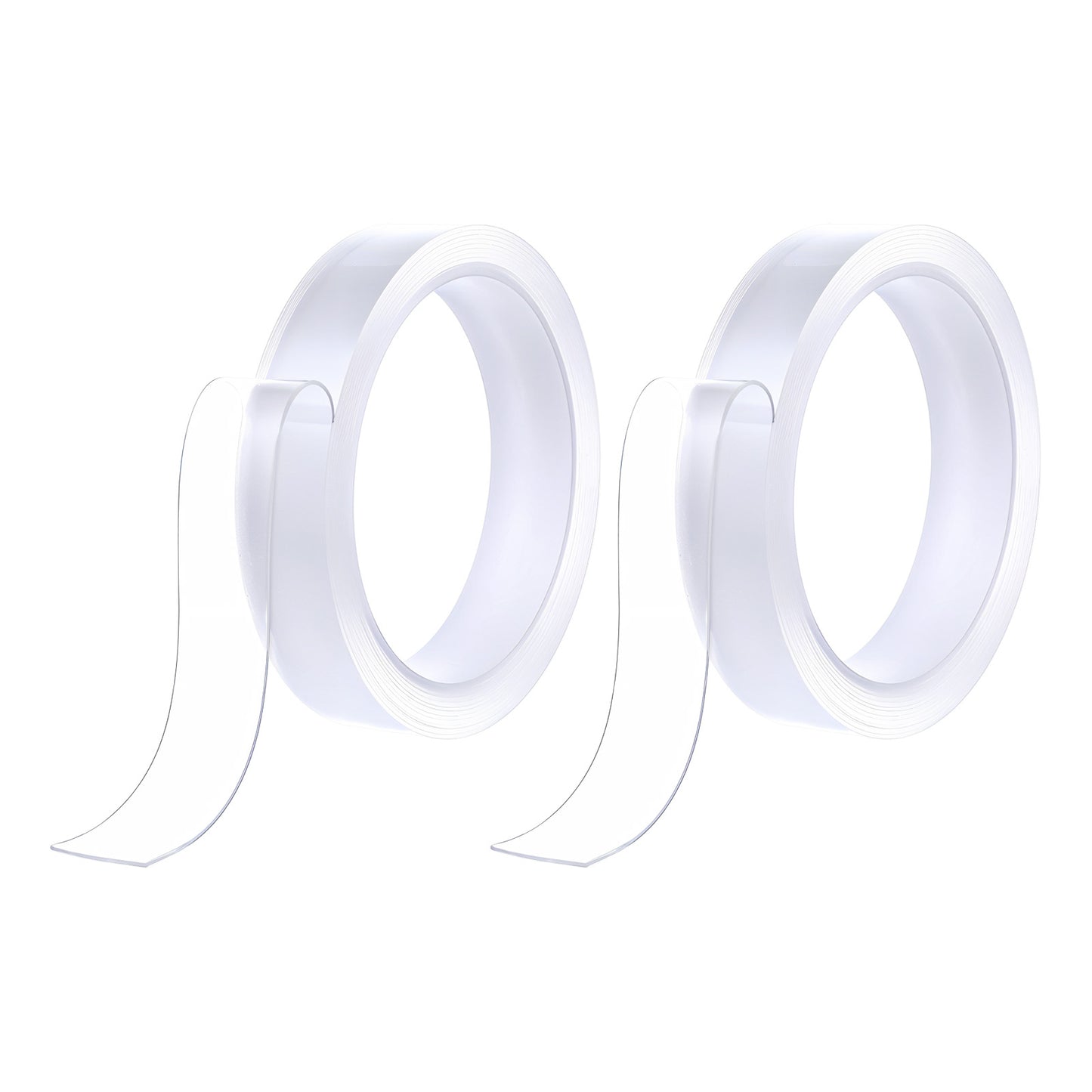 AOZUO Double Sided Tape, 2 Rolls Heavy Duty Mounting Tape Strong Sticky Strips Removable Adhesive Tape Transparent Sticky Pads Tape for Carpet Mats Photos Frames Poster Curtain