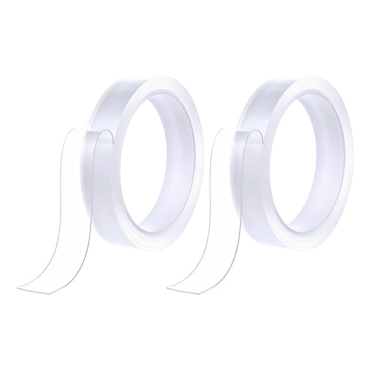 AOZUO Double Sided Tape, 2 Rolls Heavy Duty Mounting Tape Strong Sticky Strips Removable Adhesive Tape Transparent Sticky Pads Tape for Carpet Mats Photos Frames Poster Curtain