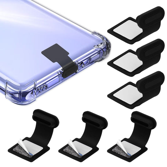 Amabro Anti-Lost Type C Charging Ports, USB C Dust Plugs Silicone Dust Cover Caps Protectors USB C-Type Dust Plugs Covers with Removable Adhesive Compatible with Laptop Smartphones(Black 6PCS)