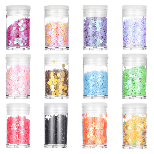 Molain 12 PCS Sequins Glitter for DIY Crafts, Craft Glitter for DIY Bath Ball Nail Art Card Making Cellphone Decorations