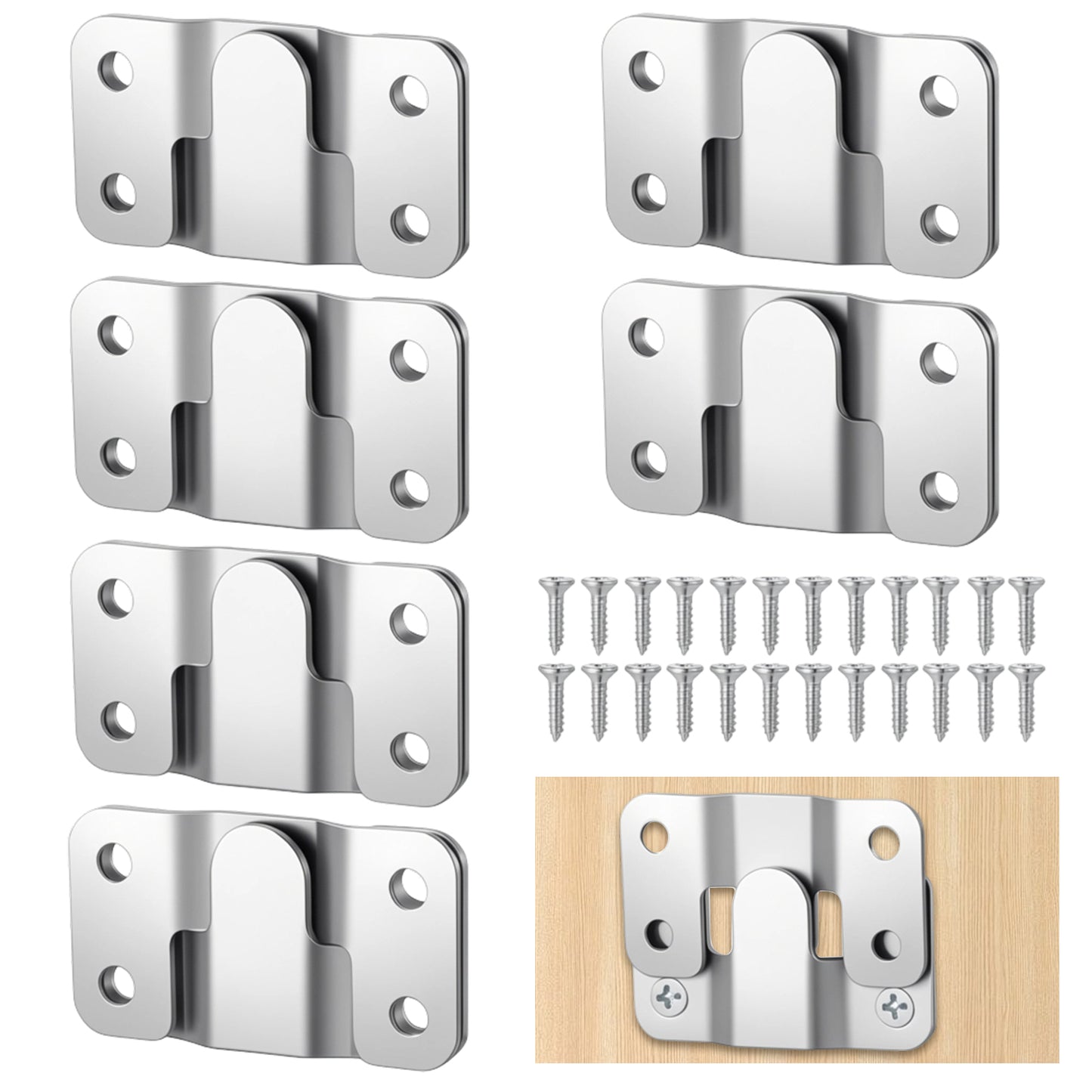 JJUNW 12Pcs Flush Mount Brackets, Heavy Duty Mirror Bracket, Wall Mounted Headboard with Screws Hanging Walls Interlocking Brackets, Clip Hook for Picture Display Art Gallery Wall Mount Frame