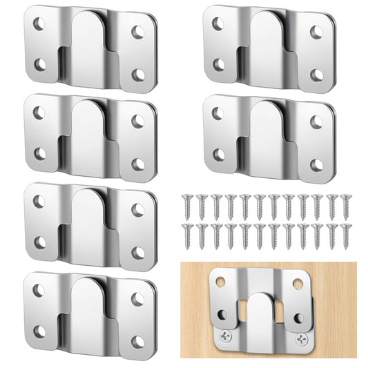 JJUNW 12Pcs Flush Mount Brackets, Heavy Duty Mirror Bracket, Wall Mounted Headboard with Screws Hanging Walls Interlocking Brackets, Clip Hook for Picture Display Art Gallery Wall Mount Frame