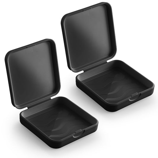 HJZHII 2Pcs Retainer Case Denture Box, Mouth Guard Case, Slim Braces Case Teeth Aligner Case Invisible Braces Gum Shield Case Orthodontic Dental Box for Bite Grinding Splint(Black)