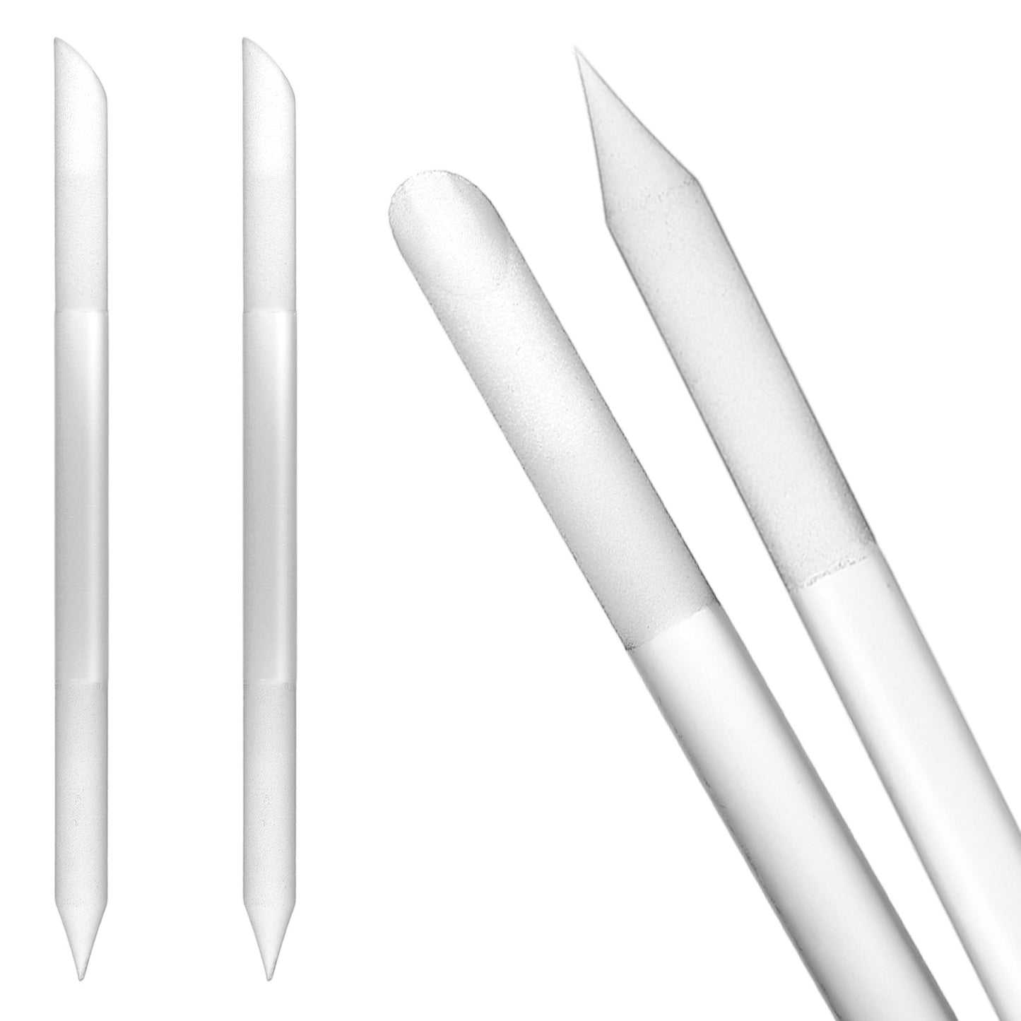 TIESOME 2 Pcs Crystal Glass Nail File & Cuticle Pusher Set, Dual-Ended Manicure Tool with Cuticle Stick and File, Reusable Cuticle Remover (White, 4.05 Inch)