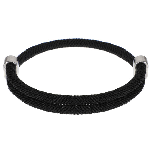 AOZUO Men's Sailing Rope Bracelet, Adjustable Bracelets, Black Nautical Braided Nylon Surfer Bracelet for Surfers Everyday Outdoor Men Women (15-30cm), Grande, Acrylonitrile Butadiene Styrene, No