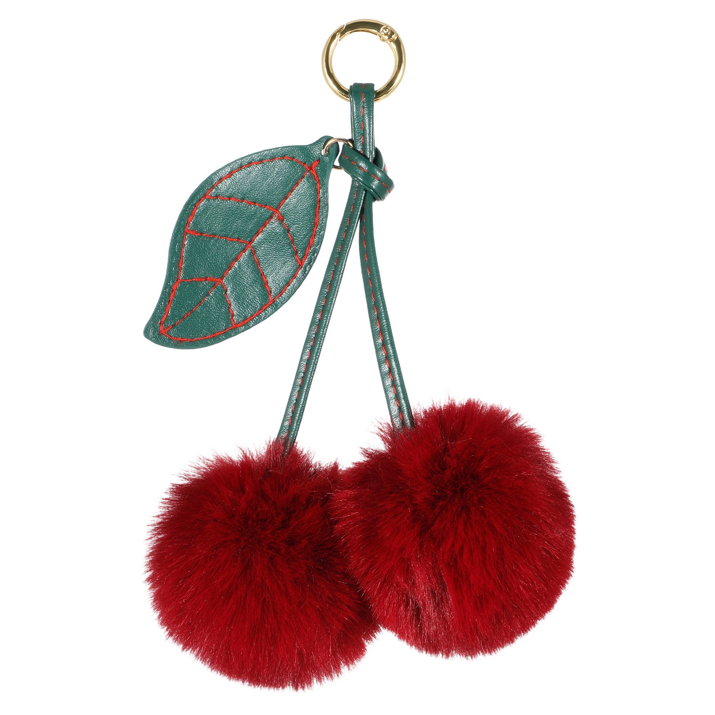 Cobee Cherry Keychain, Cute Fluffy Cherry Bag Charms Plush Cherrys Car Keychain Cherrys Fluffy Accessories for Purse Handbags