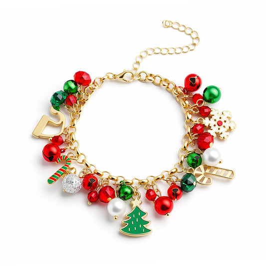 Amabro Christmas Bracelet Jingle Bells Jewelry for Women Holiday Gift