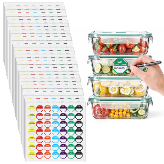 Giantree Food Labels Stickers 7 Day of The Week, 1 Inch Color Coding Food Rotation Labels, 1470 PCS Writable and Removable Day Label Peel Tab for Restaurant Kitchen Containers