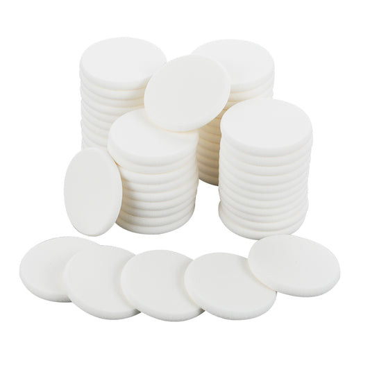 Jeffded White Round Makeup Sponge Facial Powder Puff Cosmetic Sponge Foam Pad Beauty Makeup Eye Face Foundation Powder Blender for All Skin Types, Wet and Dry Dual Use(50PCS)