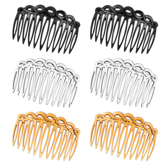 MBAIYO 6Pcs French Hair Side Combs, Twist Hair Combs Hair Comb Accessories Set Plastic Twist Decorative Comb for Women Multiple Hairstyles