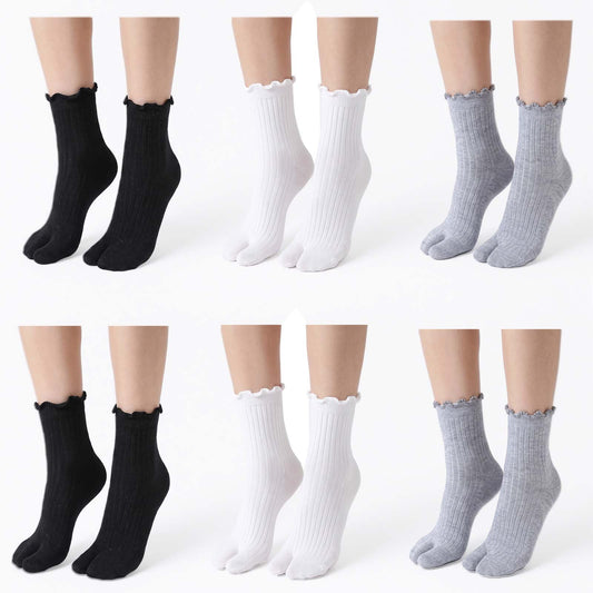 JJUNW 6 Pairs Tabi Socks, JapaneseTabi Socks for Women Breathable Cotton Split Toe Socks with Ergonomic Tabby Socks Design for Athletic Performance & Everyday Comfort