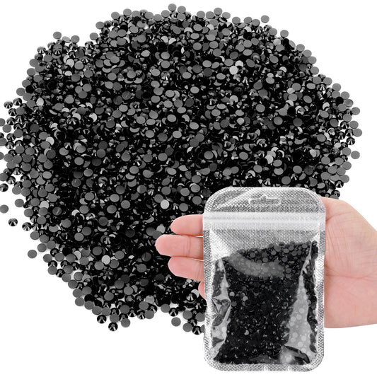 LXUEJIE 3000 Pieces 4 mm Resin Rhinestones, Shiny Rhinestone Flat Bottom Drill Sequins Embellishments Crystal Bling Diamonds for Shoes, Clothing, Cups, Bottles, Makeup, and DIY Nail Art Deco(Black)