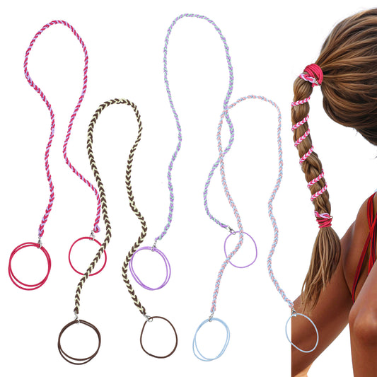 HJZHII 4PCS 25" Colorful Rip Tie Hair Ties for Women, No Damage Spiral Ties Elastic Ponytail Holders for Long Thick Curly Thin Fine Hair Braided for Gym Swimming Diving Riding