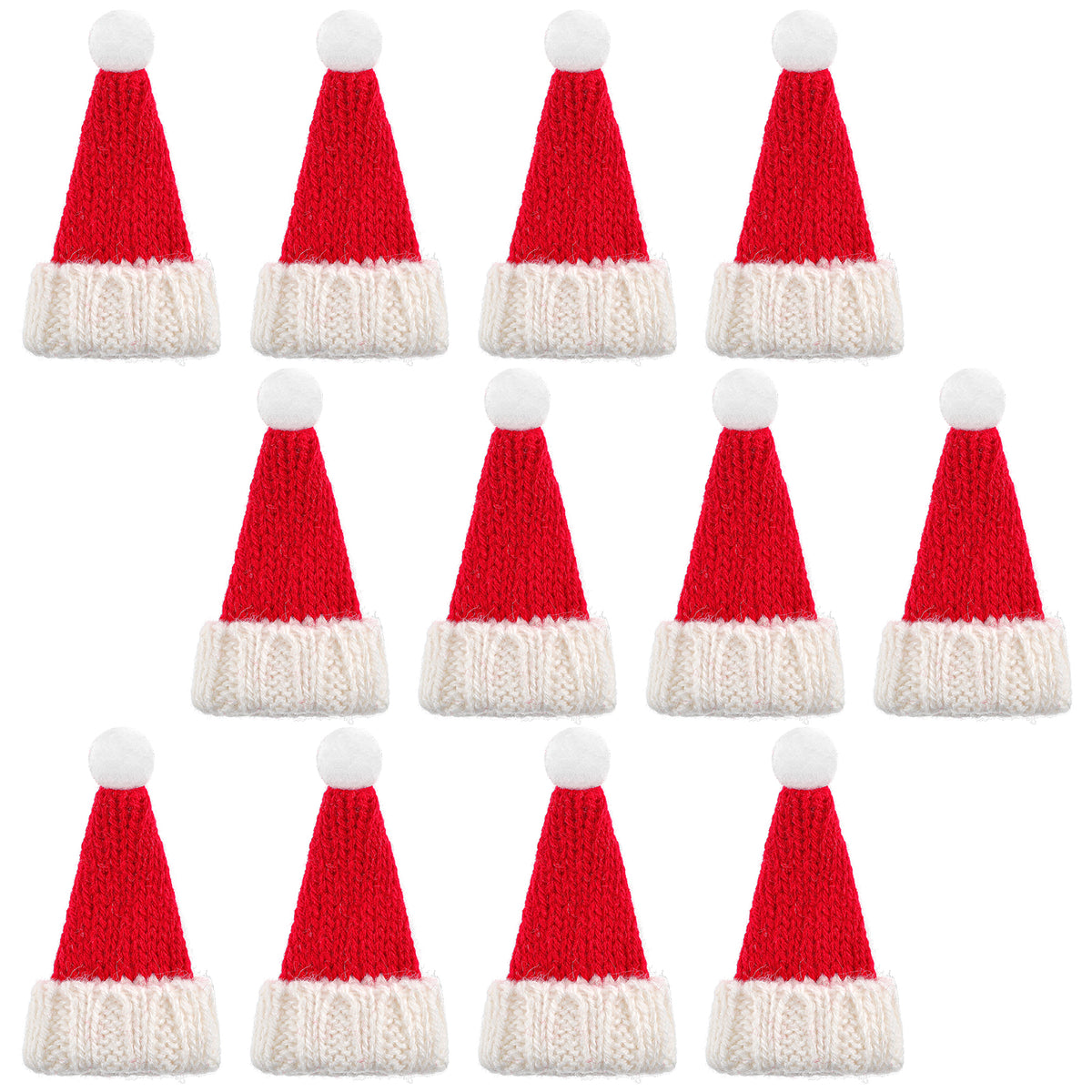 Amaxiu 12 Pcs Mini Santa Hats for Crafts, Christmas Knit Hat Decorations
