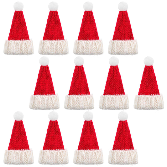 Amaxiu 12 Pcs Mini Santa Hats for Crafts, Christmas Knit Hat Decorations