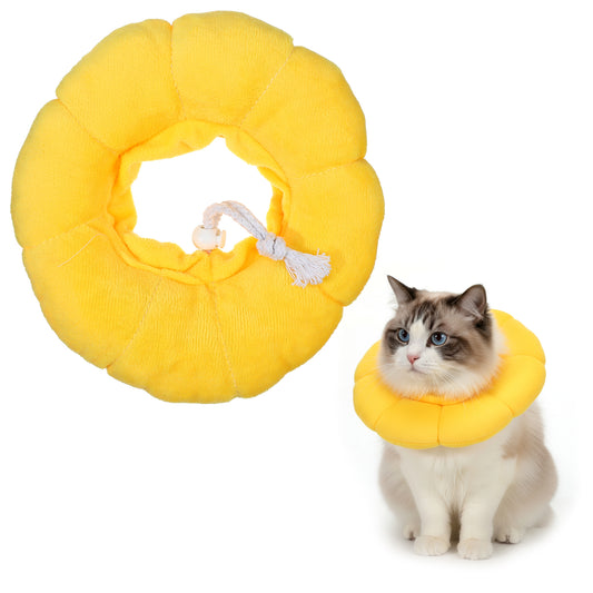 LIQWEI Cat Cone, Sunflower Cats Cone Collar, Soft Cat Recovery Collars Cated Cones to Stop Licking, Cute Autumn Cats Collar for Catting Grooming Pet Neck Protector