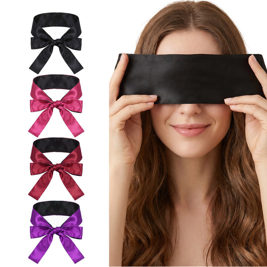 HJZHII 4Pcs Satin Eye Mask for Sleeping, Soft Satin Eye Mask Comfortable Blindfold Sleeping Masks Adjustable Blackout Eyes Cover V-Shaped Satins Sleep Masks for Women Men Valentine's Day Gift