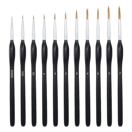 LIQWEI 11Pcs Miniature Paint Brushes, Detailing Brush Set, Fine Detail Painting Brush Black Spray Paint, Nail Art Brushes for Art Watercolor Oil Acrylic, Stencil for Arts, Crafts, Acrylic, Watercolor,