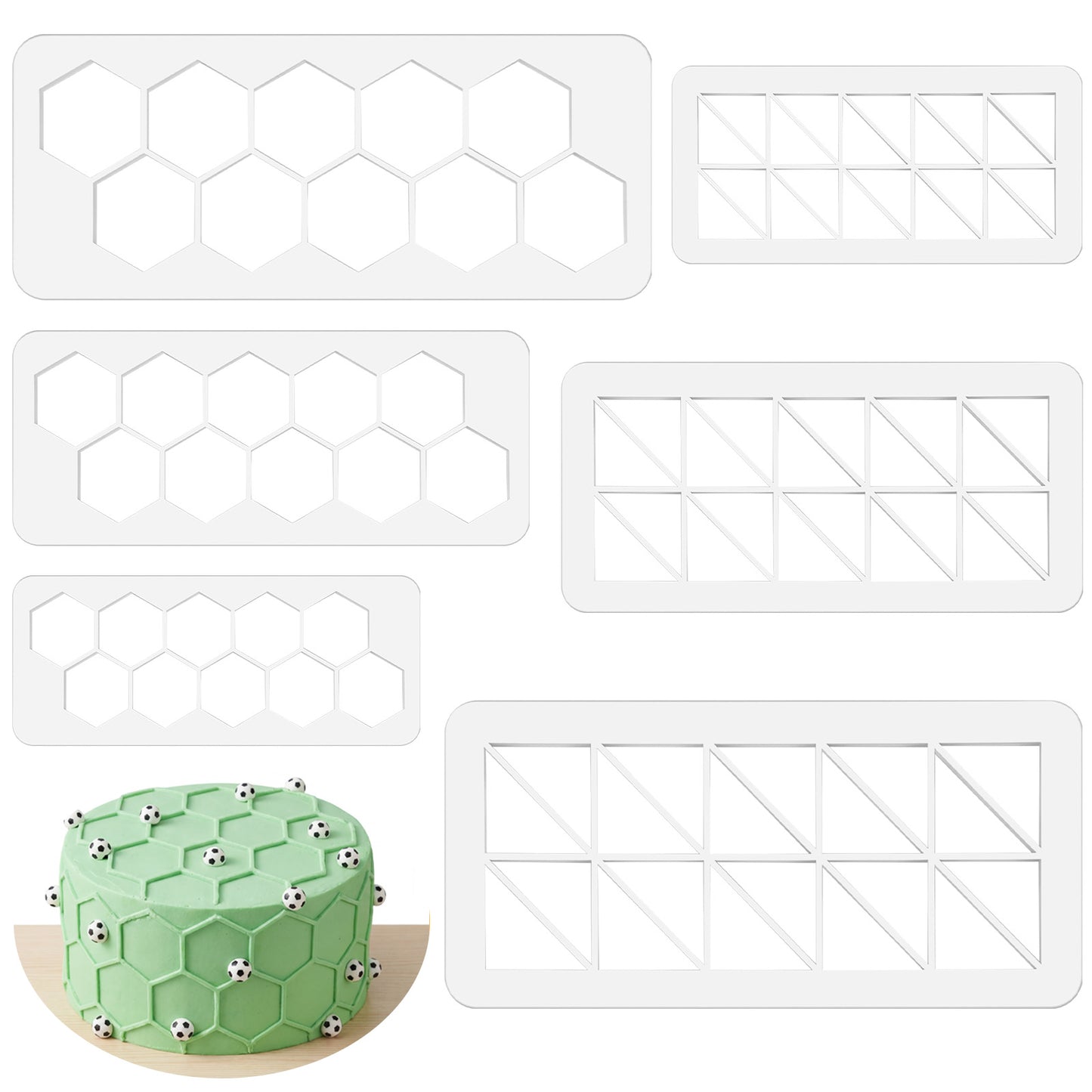 GEEHUA 6PCS Hexagon Cookie Cutter Set, 6 Sizes Cutters for Football Cake Decorations Biscuit Cutters for DIY Craft Desserts Baking Tools