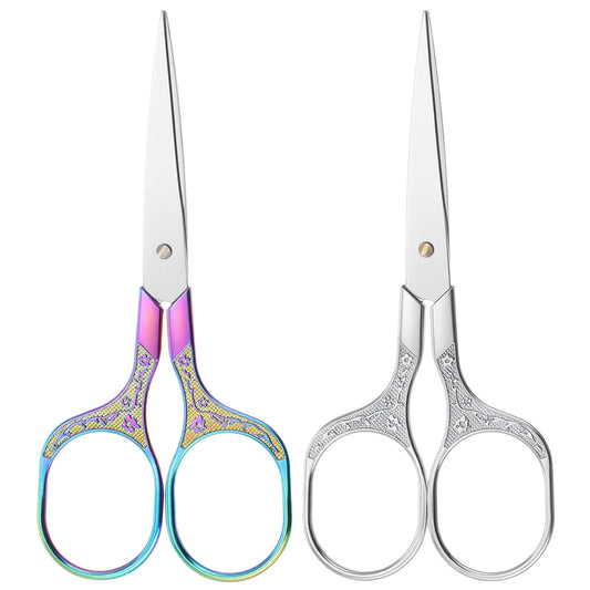 LXUEJIE 2 Pack Embroidery Scissors, Small Sharp Scissors with Cover Stainless Craft Mini Scissorses Retro Home Sewing Scissorses Metal Handle for Sewing Embroidery