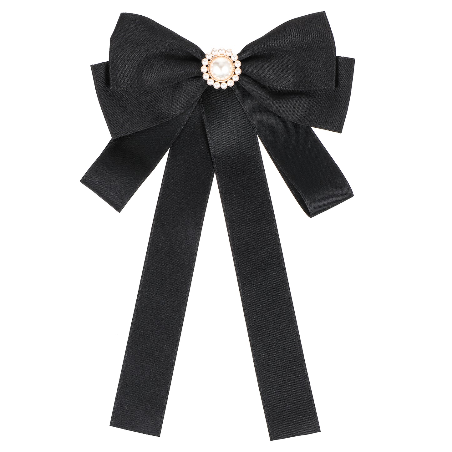 AOZUO Bow Ties for Women, Pre-tied Bowknot Bowtie Clip On Rhinestone Ribbon Brooch Pearl Bow Tie Neck Tie for Uniform Shirt Wedding Cosplay