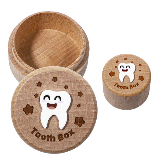 Giantree Tooth Fairy Box for Boys, 3D Carved Wooden Tooth Storage Box, Cute Lost Teeth Holder for Kids' First Lost Teeth Fairy Gifts for Birthdays Baby Shower Holiday